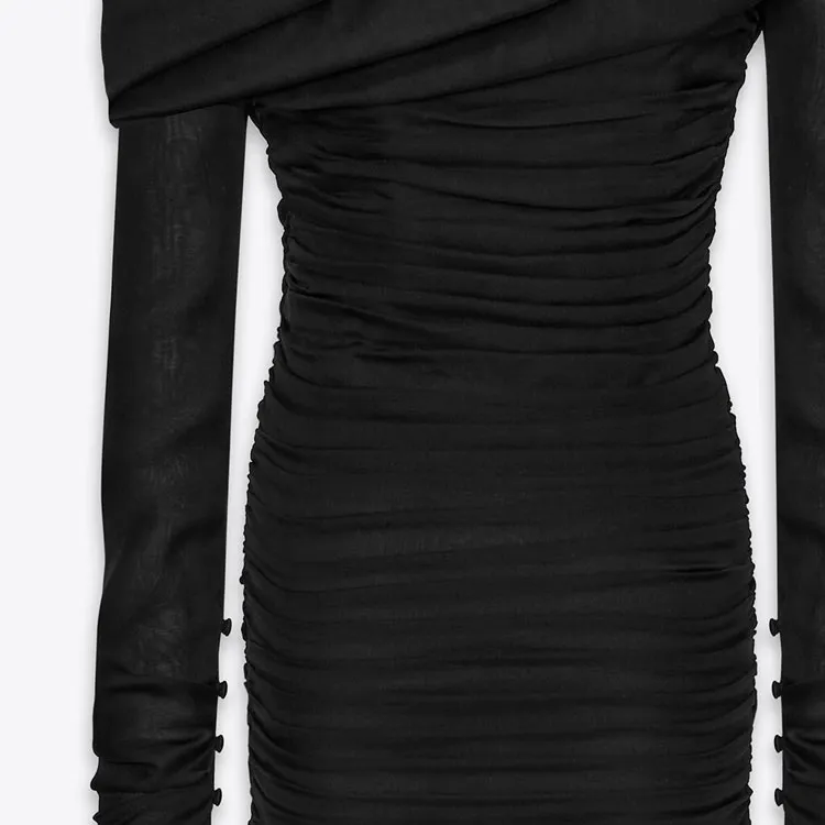 SAINT LAURENT Long-Sleeved Dresses Women's Black-3