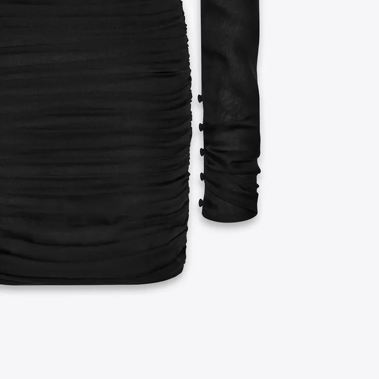 SAINT LAURENT Long-Sleeved Dresses Women's Black-4