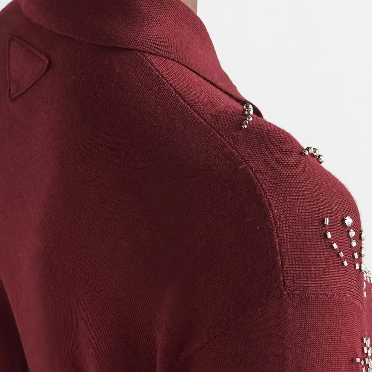 PRADA Crystal embellished Cashmere Polo Shirt-3
