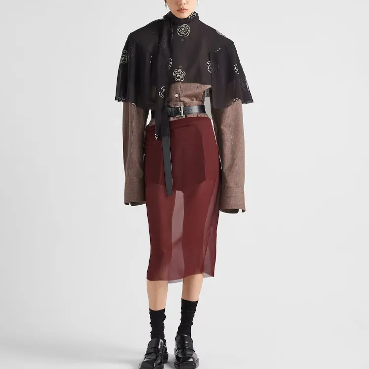 PRADA Semi sheer Midi Pencil Skirt-1