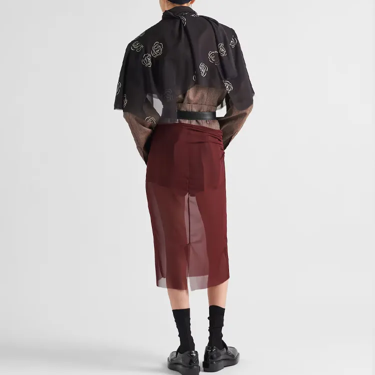 PRADA Semi sheer Midi Pencil Skirt-3