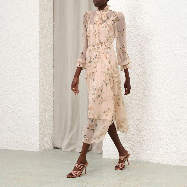 Zimmermann SS24 Long Sleeved Dresses Women's Coral-3