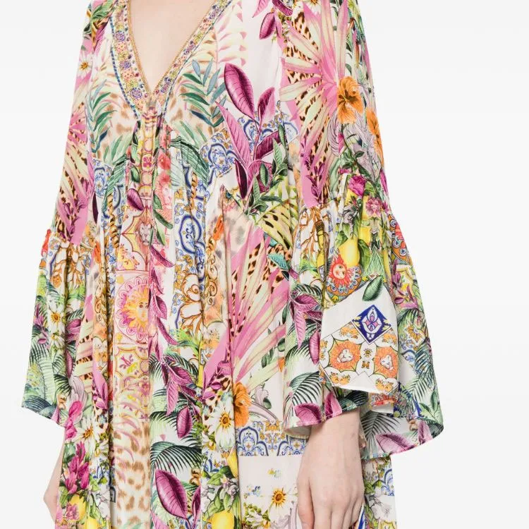 Camilla Floral print Silk Midi Dress-3