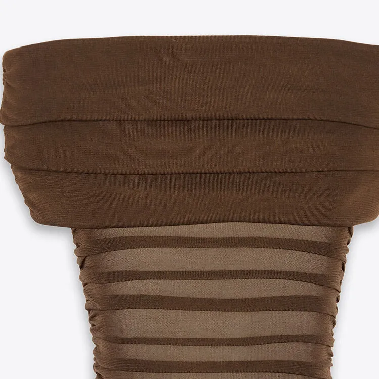SAINT LAURENT SS24 Formalwear Sleeveless Dress Women's Umber-4