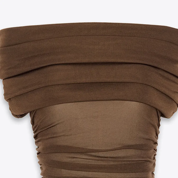 SAINT LAURENT SS24 Formalwear Sleeveless Dress Women's Umber-2