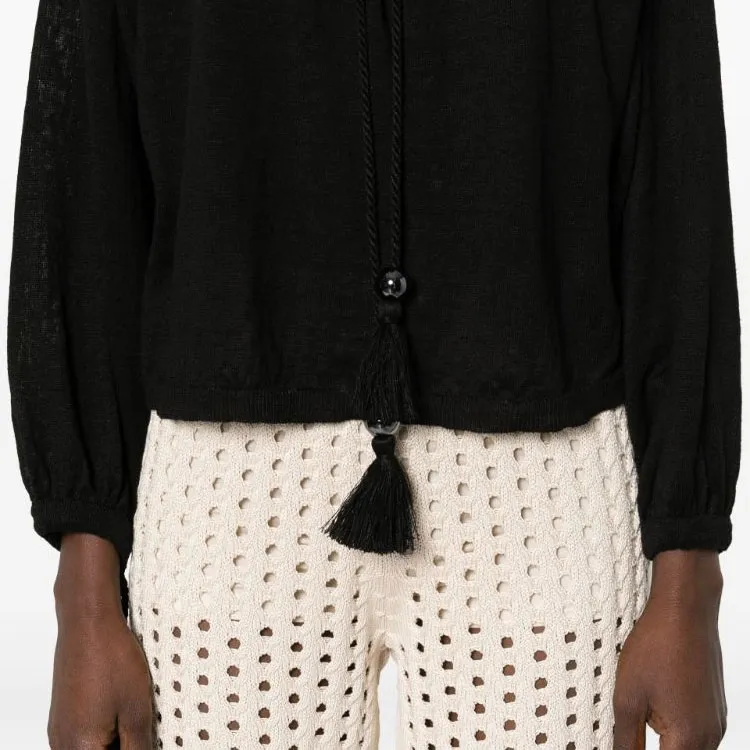 MaxMara Quirite Drawstring Tassel Knitted Blouse-5