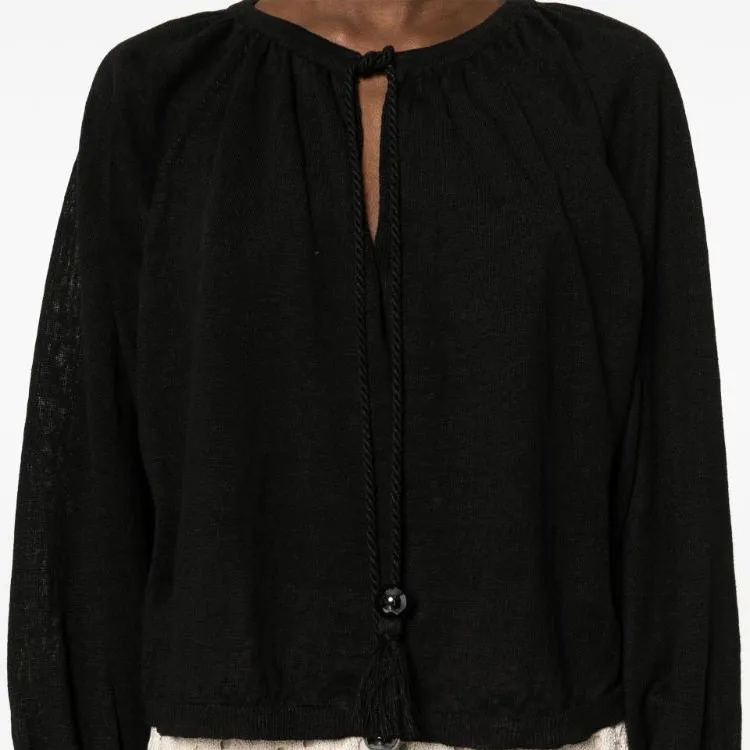 MaxMara Quirite Drawstring Tassel Knitted Blouse-4