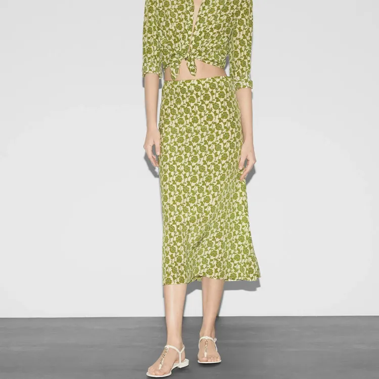 GUCCI Casual Long Skirts Women's Green-2