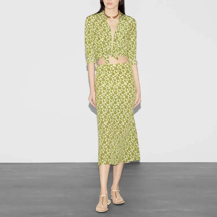 GUCCI Casual Long Skirts Women's Green-1