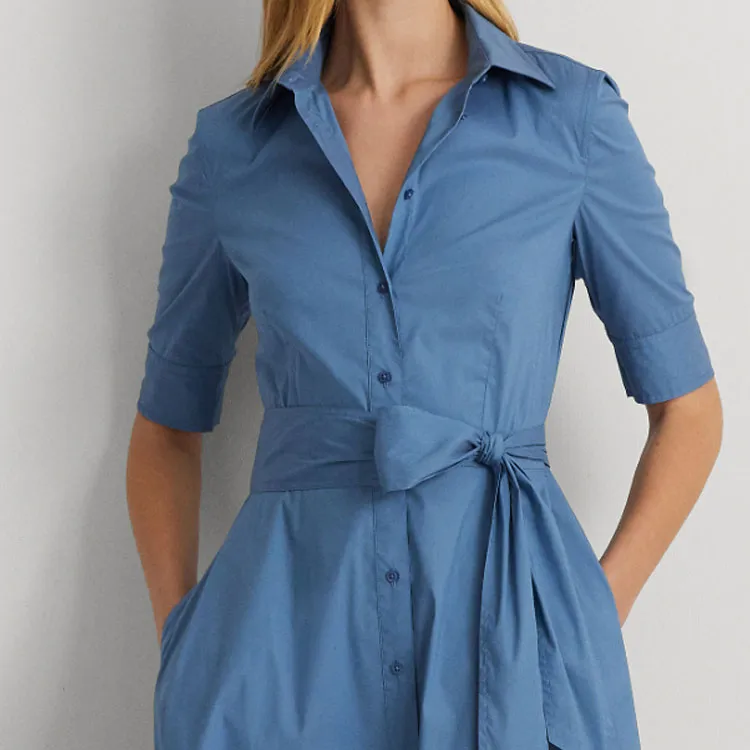 Polo Ralph Lauren SS24 Short Sleeved Dress Women's Light Sky Blue-4