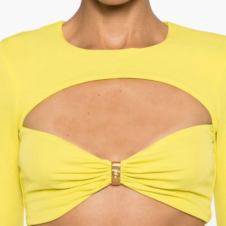 Elisabetta Franchi Cut-Out Cropped Long-Sleeved Top-4
