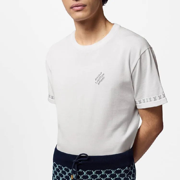 LOUIS VUITTON 1AGMIF Signature Short-Sleeved Cotton Crewneck-4