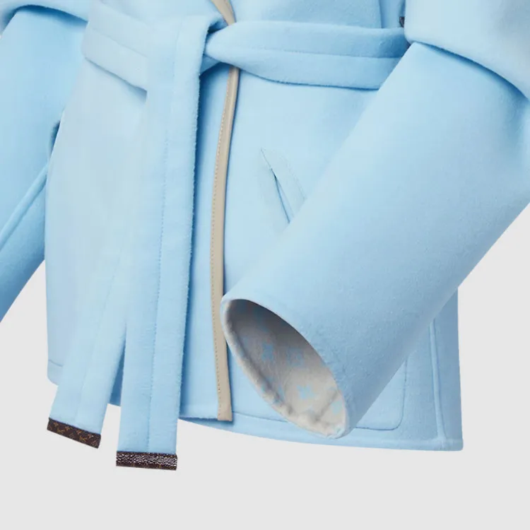LOUIS VUITTON Reversible Signature Short Hooded Wrap Coat-3