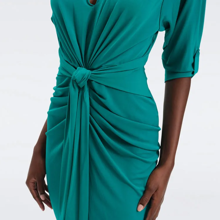DVF Diane Von Furstenberg Long-Sleeved Dresses Women's Emerald Green-4