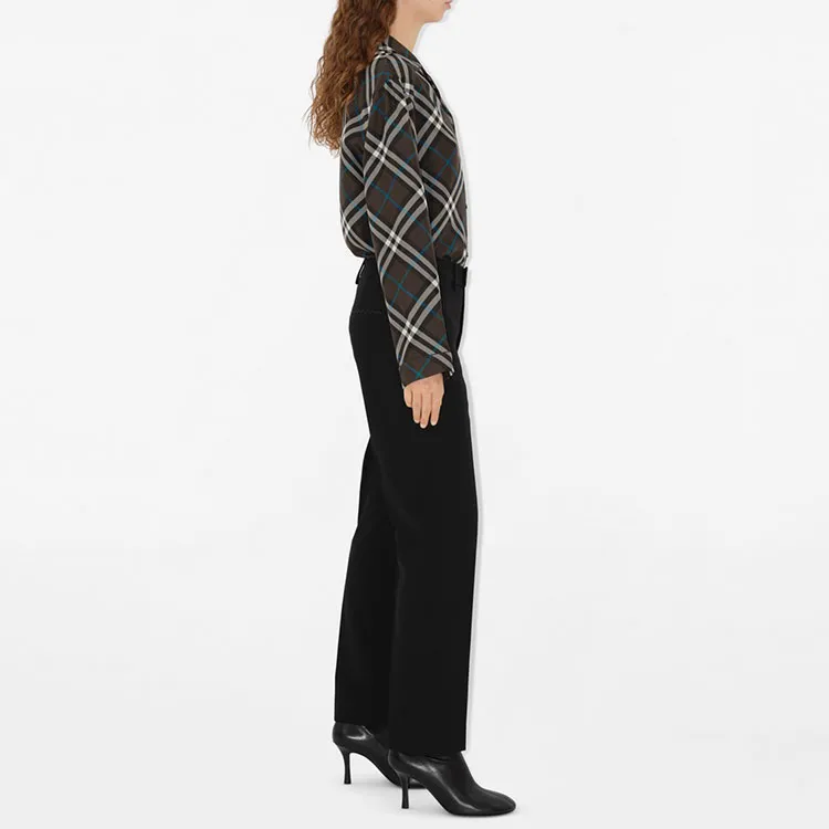 Burberry Check Pattern Buttoned Belted Shirt-3