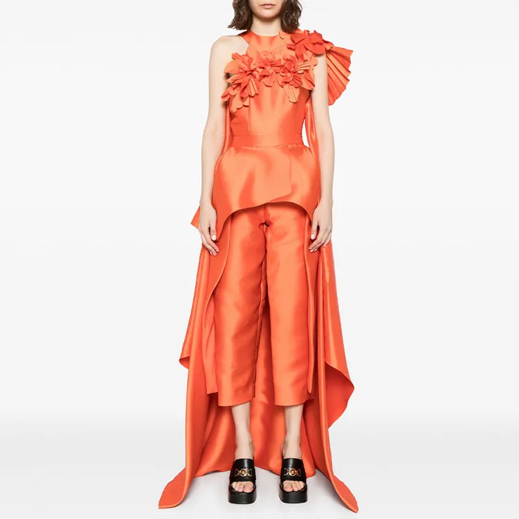 Saiid Kobeisy Mikado Jumpsuit With Asmmymetrical Cuts And Matching Embroidery-1