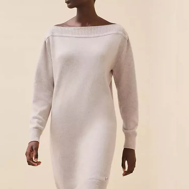 HERMES FW24 Long Sleeved Dresses Women's Natural Beige-4