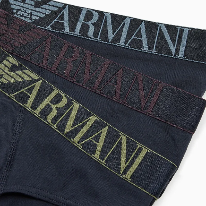 EMPORIO ARMANI Three pack Of Asv Shiny Logoband Organic cotton Briefs-3