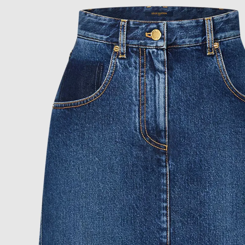 LOUIS VUITTON Washed Raw Denim Skirt-1