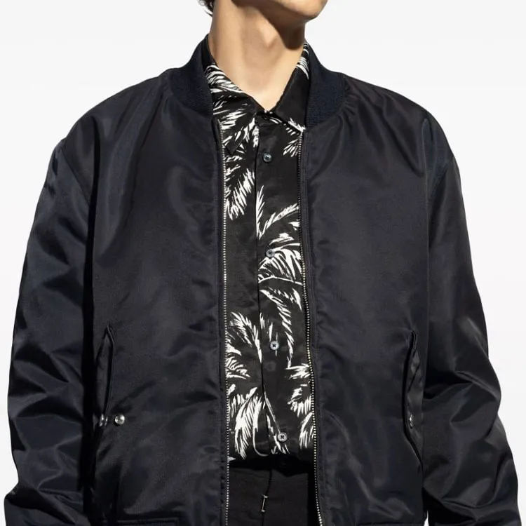 BALMAIN Logo Embroidered Zip Up Bomber Jacket-5