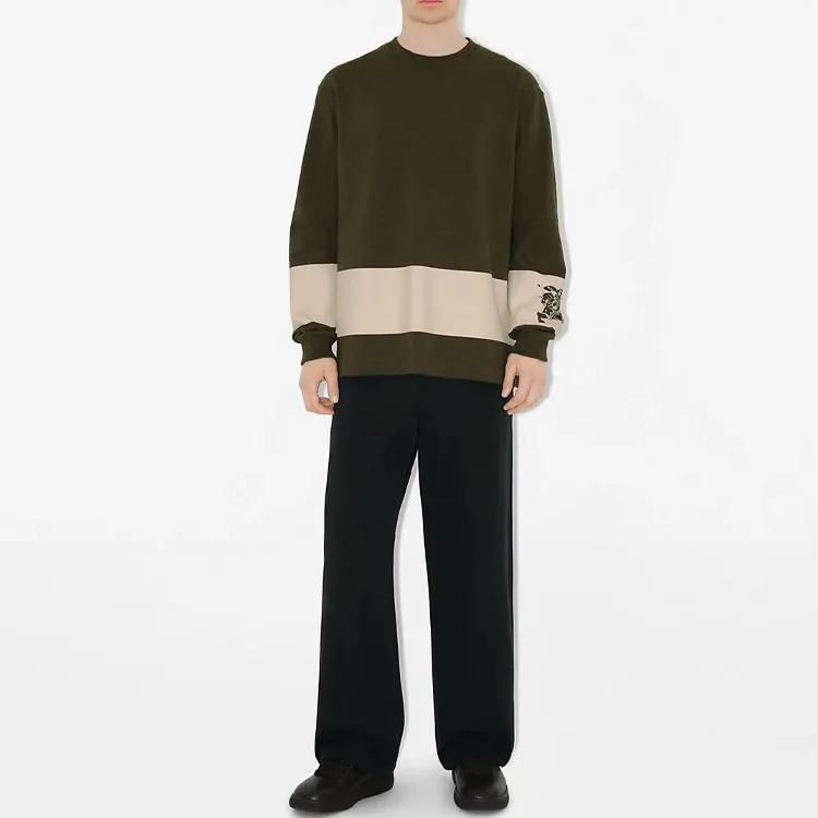 Burberry Logo Printed Striped Crewneck Sweatshirt-1