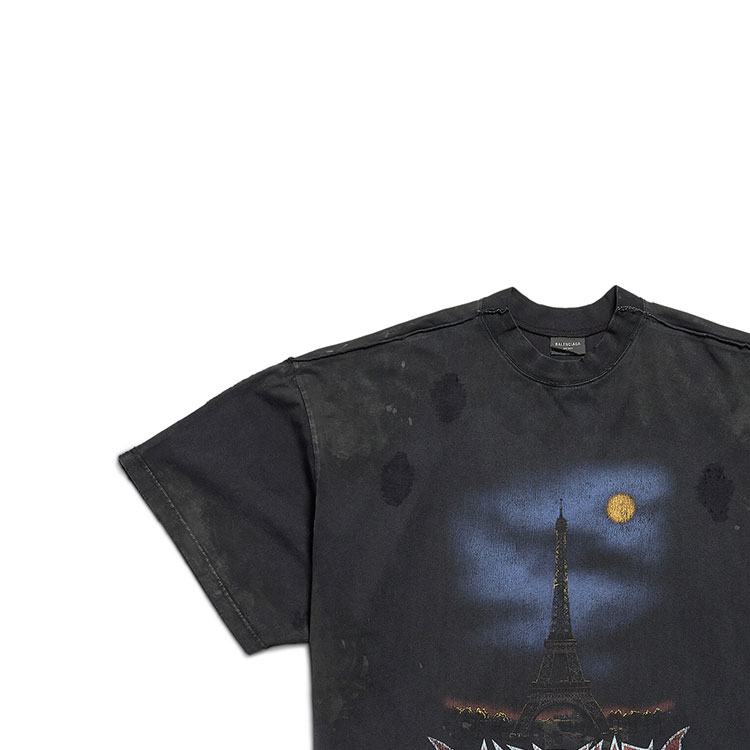 関税込【BALENCIAGA】New Paris Moon Vintage コットンTシャツ Balenciaga New Paris Moon Vintage Cotton T-Shirt In Washed