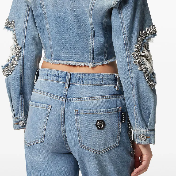 PHILIPP PLEIN Rhinetone Cropped Jacket-1