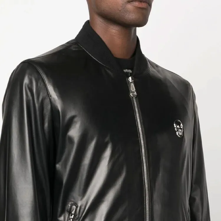PHILIPP PLEIN Skull Leather Bomber Jacket-5