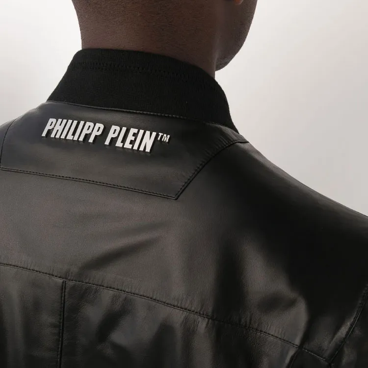 PHILIPP PLEIN Skull Leather Bomber Jacket-4