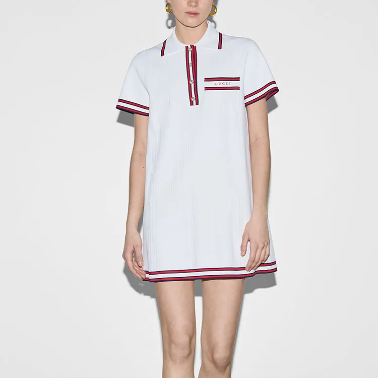 GUCCI SS24 Short Sleeved Dress Women's Ivory White-2