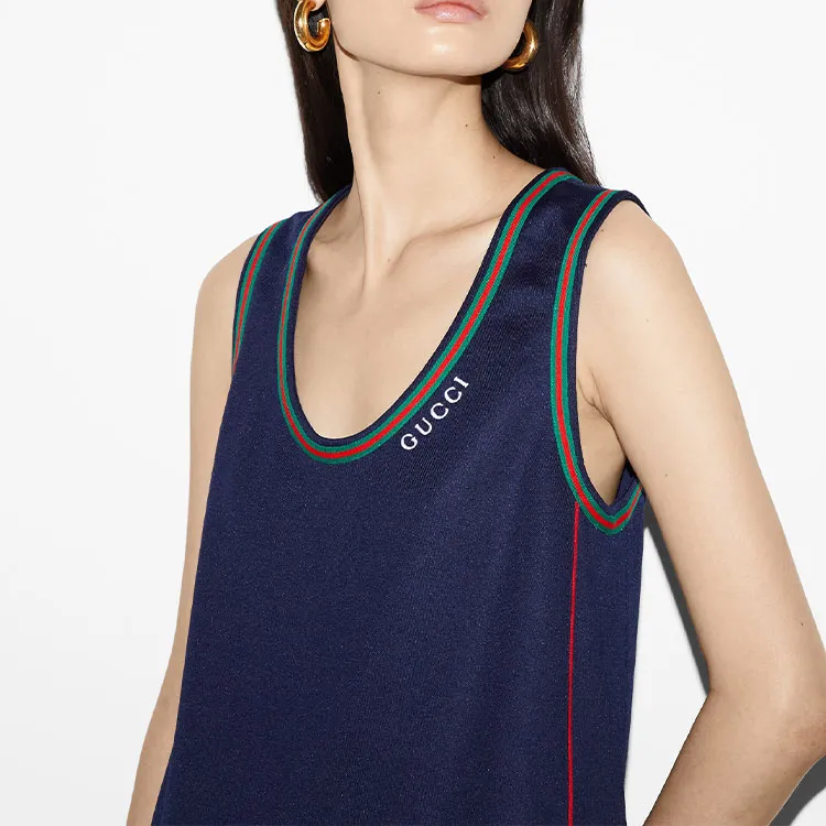 GUCCI SS24 Sleeveless Dress Women's Dark Blue-3
