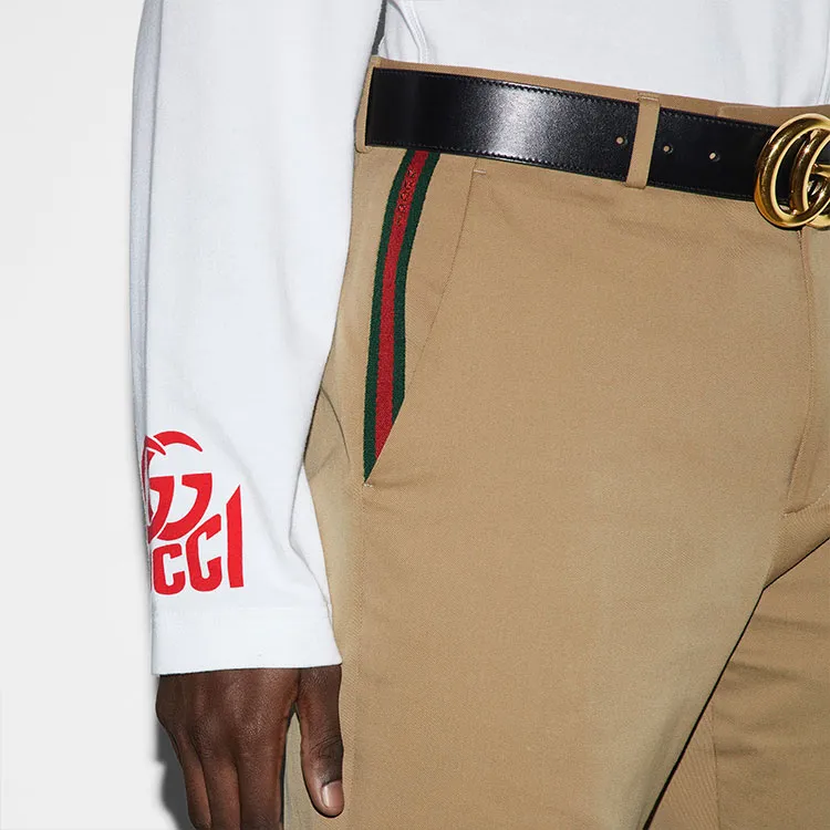GUCCI Web Triband Gabardine Trousers-4