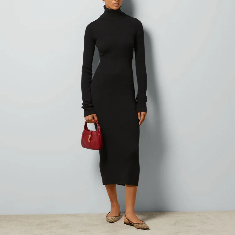 GUCCI FW24 Long Sleeved Dresses Women's Black-2
