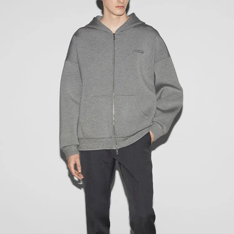 GUCCI Logo Embroidered Jersey Sweatshirt-3