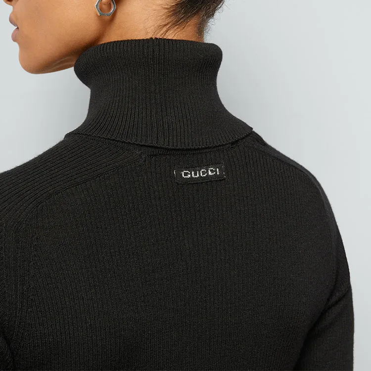 GUCCI FW24 Long Sleeved Dresses Women's Black-4