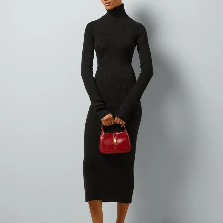 GUCCI FW24 Long Sleeved Dresses Women's Black-3