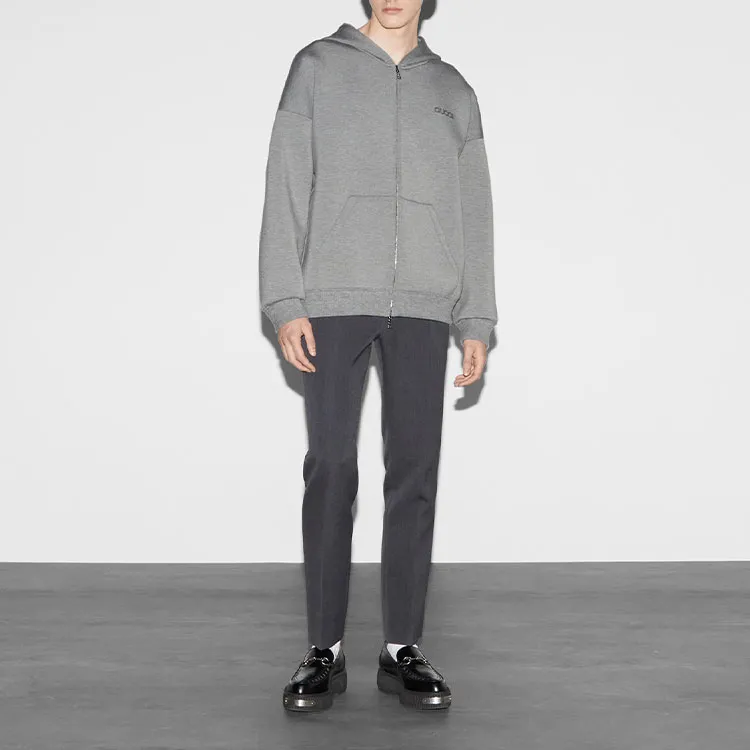 GUCCI Logo Embroidered Jersey Sweatshirt-1