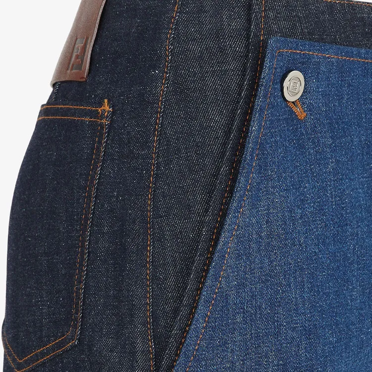 FENDI Denim Panelled Logo Patch Shorts-5