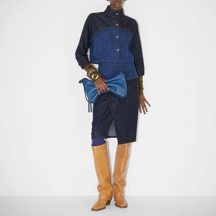 FENDI High Waisted Colourblock Denim Midi Skirt-2