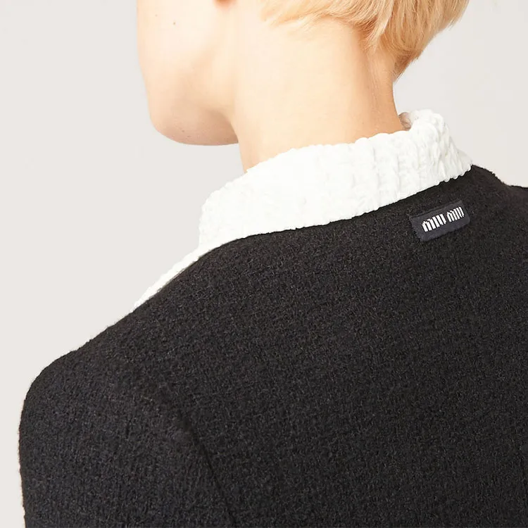 MIU MIU Sequined Crewneck Button Up Jacket-4