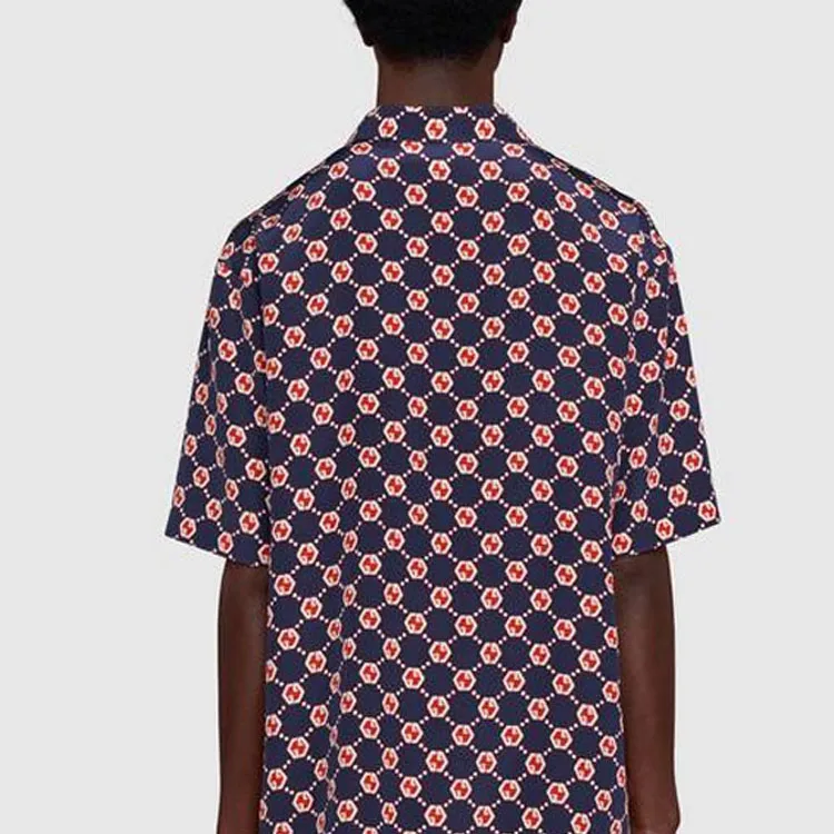 GUCCI Borderless Scrollwork Shirt Men's Blue-4
