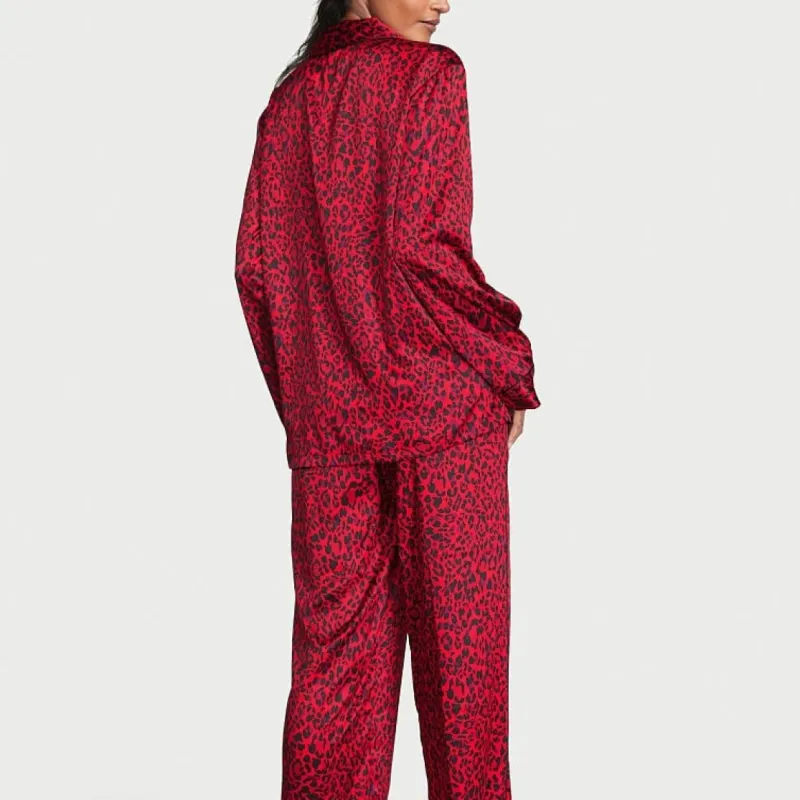 Victoria's Secret Pajama Set Women's Red Panther Print-2