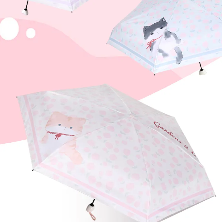 Sunny Edge Garden Kitten, Embark On A Fresh Journey, Sunny And Rainy Dual Use Five Fold Umbrella-1