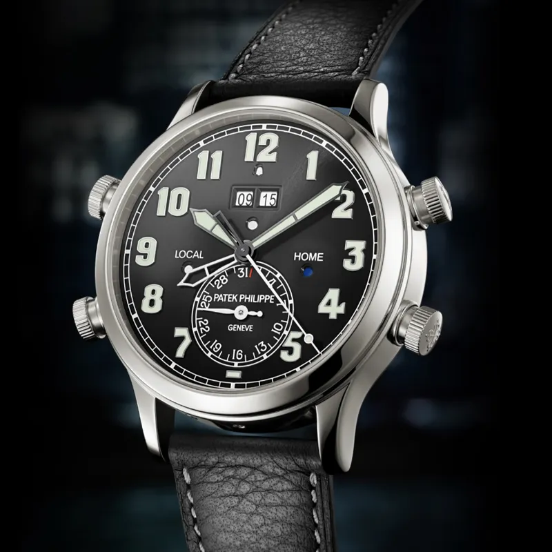 PATEK PHILIPPE Automatic Mechanical Movement Men's Watches Watch 42.2mm Black Dial Platinum Watch Case Cowhide Strap-3