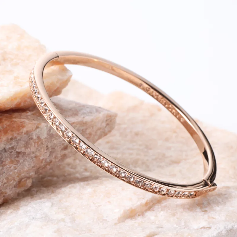 Givenchy SWAROVSKI ELEMENT CRYSTAL ROSE GOLD HINGED BRACELET-7