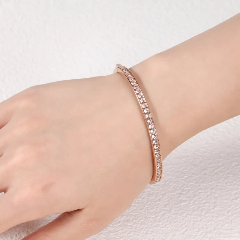 Givenchy SWAROVSKI ELEMENT CRYSTAL ROSE GOLD HINGED BRACELET-4