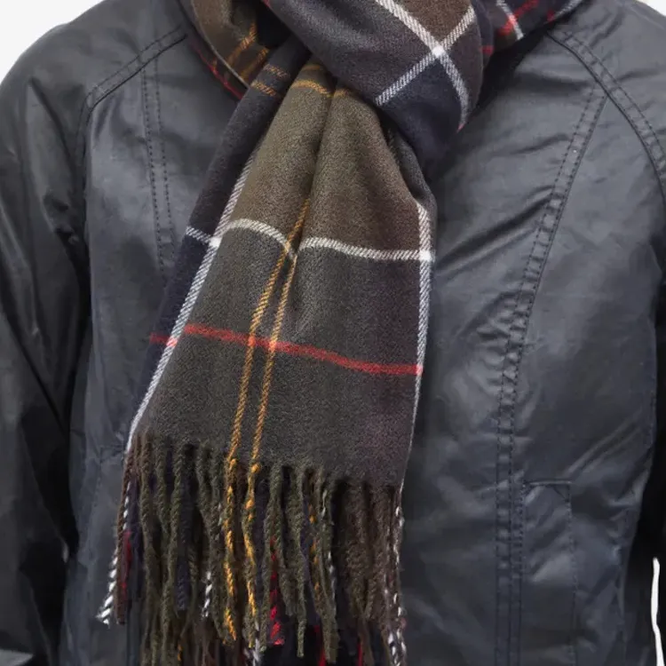 BARBOUR Check pattern Fringe detailing Scarf-1