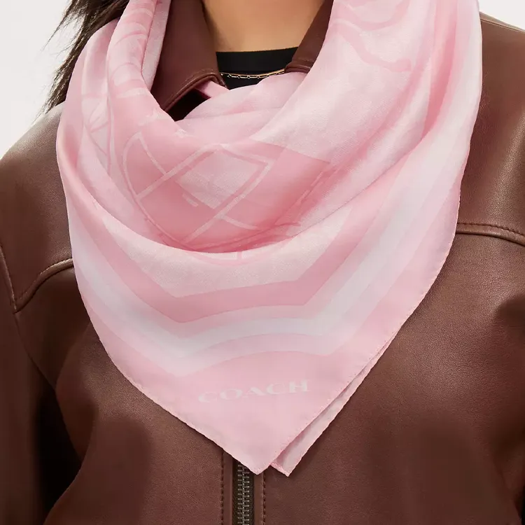 COACH Silk Silk Scarves Women's Pink-1