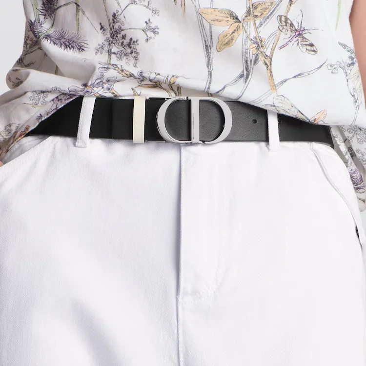 DIOR Calfskin Leather Belts Women's Black Width 3.5CM-5