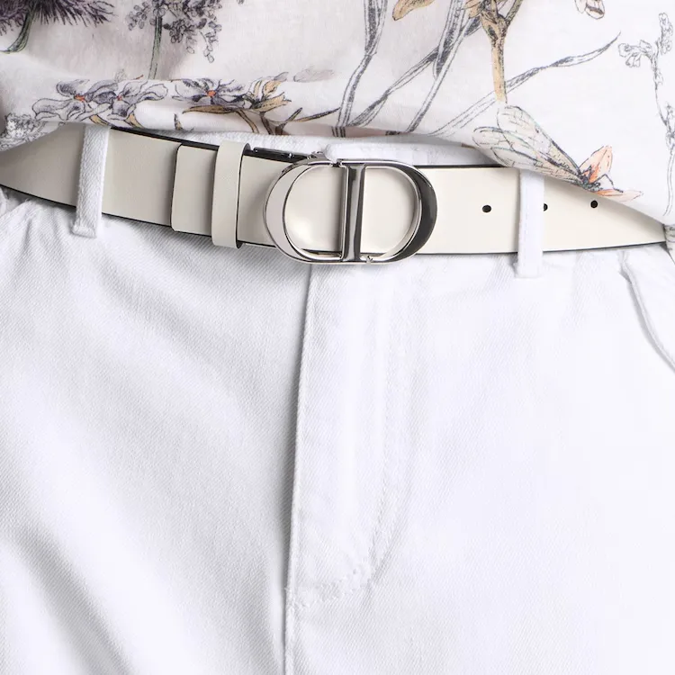 DIOR Calfskin Leather Belts Women's Black Width 3.5CM-3